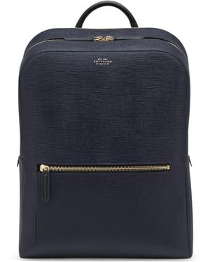 Smythson Leather Panama Backpack - Blue
