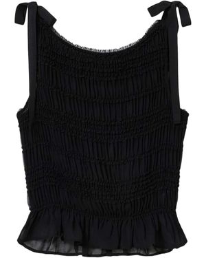 AllSaints Shirred Lotus Top - Black