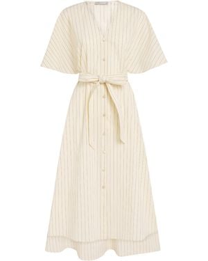 Palmer//Harding Stretch-Cotton Stripe Sway Midi Dress - White