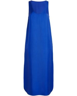 Loulou de Saison Silk Nada Midi Dress - Blue