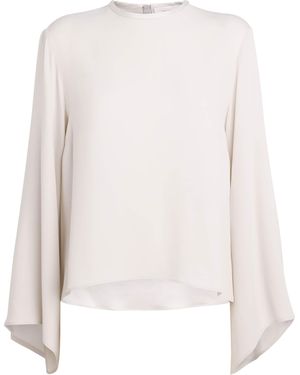 Agnona Draped-Sleeve Blouse - Natural