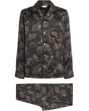 Derek Rose Silk Brindisi Pajama Set - Gray