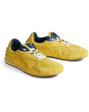 Bottega Veneta Suede-Panel Orbit Flash Trainers - Yellow