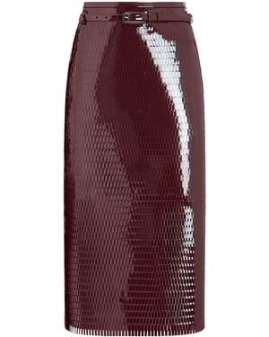 Tom Ford Leather Pencil Midi Skirt - Purple