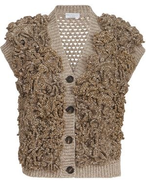 Brunello Cucinelli Dazzling Blossom Opera Jumper Vest - Natural