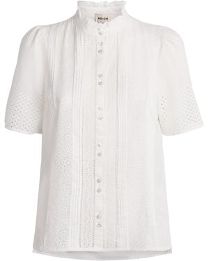 ME+EM Cotton Broderie Anglaise Blouse - White