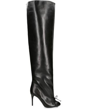 Alaïa Leather Bow Over-The-Knee Boots 90 - Black