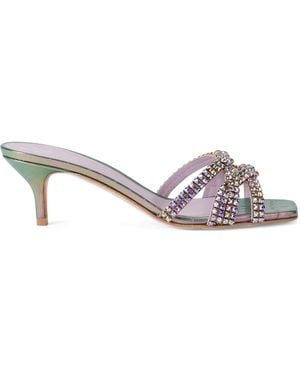 Gina Leather Twyla Heeled Mules 50 - Metallic