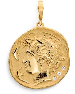 Azlee Large And Diamond Goddess Coin Charm - Metallic