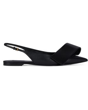 Givenchy Leather Twisted Ribbon Slingback Ballet Flats - Black