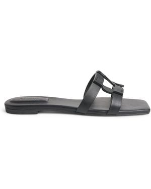 Jonathan Simkhai Leather Monogram Slides - Black
