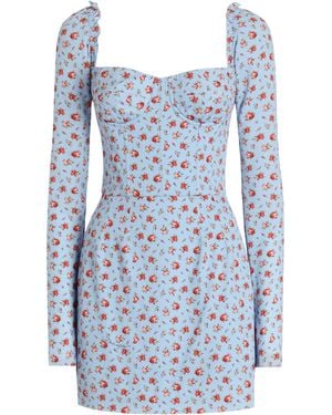 Dolce & Gabbana Silk-Blend Floral Mini Dress - Blue