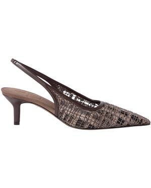 Brunello Cucinelli Embroidered City Slingback Pumps 55 - Brown