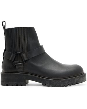 AllSaints Leather Hank Biker Boots - Black