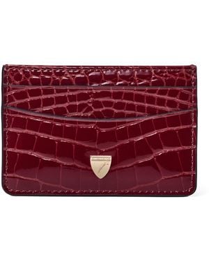 Aspinal of London Leather Croc-Embossed Slim Card Holder - Red
