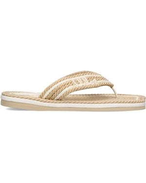 Chloé Raffia Logo Thong Sandals - Natural