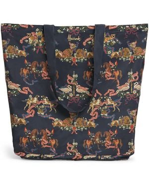 Harrods Great British Pocket Shopper Bag - Blue