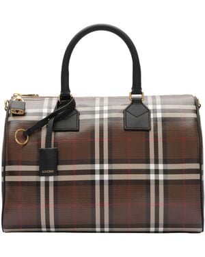 Burberry Medium Check Bowling Bag - Brown