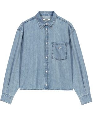 Maje Denim Logo Shirt - Blue
