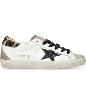 Golden Goose Leather Glittered Super-Star Trainers - White