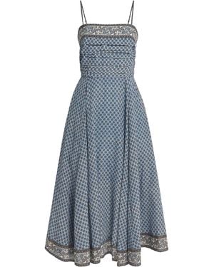Veronica Beard Geometric Pleated Lana Maxi Dress - Blue