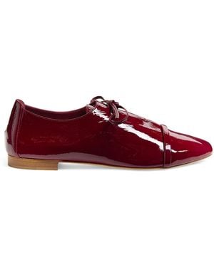 Malone Souliers Patent Leather Jean Lace-Up Flats - Red