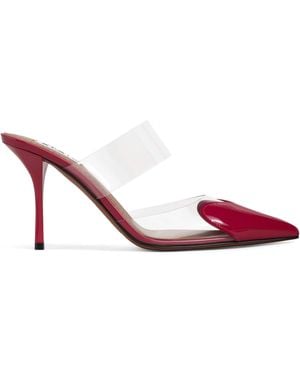 Alaïa Leather-Pvc Le Coeur Heeled Mules 90 - Pink