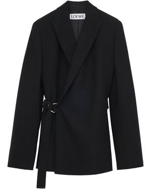 Loewe Wool Draped Blazer - Black
