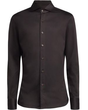Isaia Cotton Jersey Shirt - Black