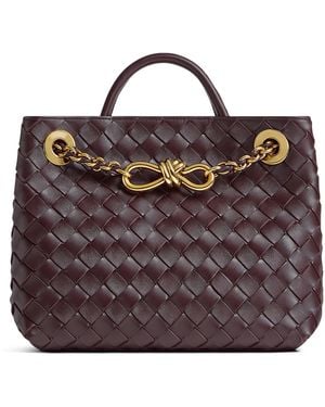 Bottega Veneta Small Leather Andiamo Top-Handle Bag - Purple