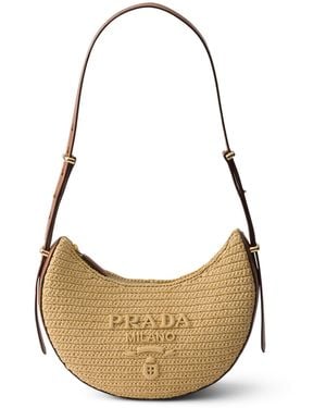 Prada Crochet-Leather Small Arqué Shoulder Bag - Metallic