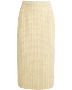 Alessandra Rich Tweed Sequin-Embellished Midi Skirt - Natural