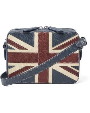 Aspinal of London Leather Union Flag Camera Bag - Blue