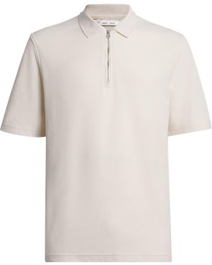Samsøe & Samsøe Organic Cotton Zip-Up Polo Shirt - White