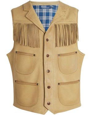 Polo Ralph Lauren Deerskin Fringe Waistcoat - Natural