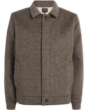 Vince Houndstooth Bomber Jacket - Brown