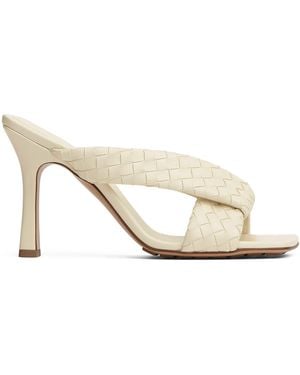 Bottega Veneta Leather Intrecciato Riva Mules 90 - Natural