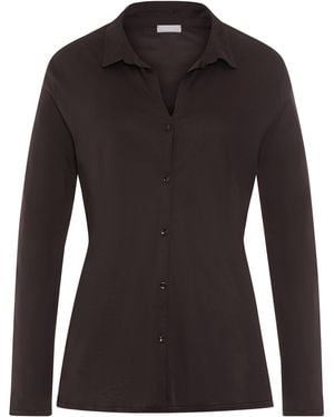 Hanro Modal-Silk Grand Central Pyjama Shirt - Black