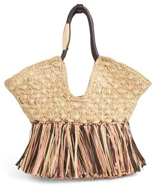 Zimmermann Raffia Fringed Goldentime Tote Bag - Metallic