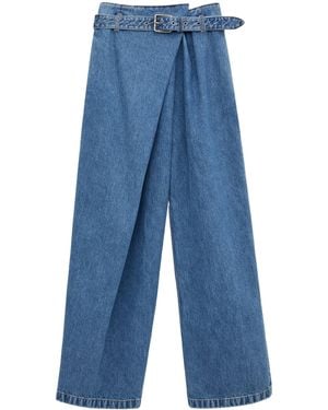 Loewe Draped Mid-Rise Relaxed Jeans - Blue
