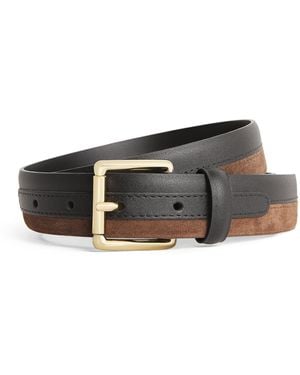Sandro Leather Suede-Trim Belt - Brown