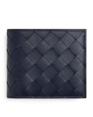 Bottega Veneta Leather Intrecciato Bifold Wallet - Blue