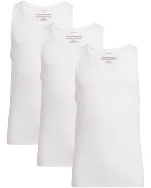 Calvin Klein Stretch Cotton-Blend Vests - White
