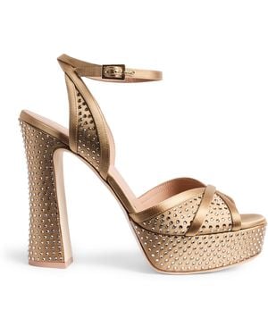 Malone Souliers Satin Embellished Sylvie Platform Sandals 125 - Metallic