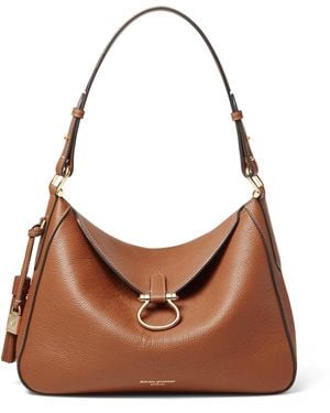 Aspinal of London Grained Leather Bella Shoulder Bag - Brown