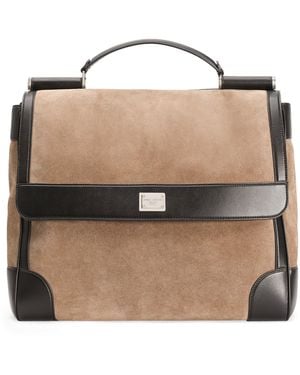 Dolce & Gabbana Suede Sicily Top-Handle Bag - Black