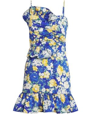 Claudie Pierlot Cotton Floral Ruffle Mini Dress - Blue