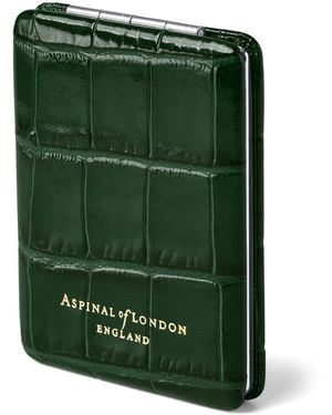 Aspinal of London Croc-Embossed Leather Handbag Mirror - Green