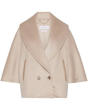 Max Mara Cashmere Shawl-Lapel Cape - Natural