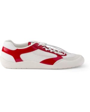Prada Patent Leather-Mesh Speedrock Trainers - Red